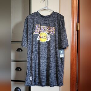 NBA Heathered Black and Grey Los Angelas Lakers Basketball 100%Polyester T-Shirt